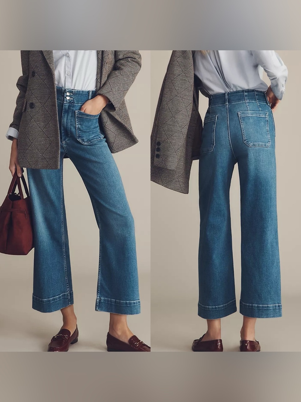 ANTHROPOLOGIE Maeve Colette High-Rise Wide-Leg Cropped Jeans